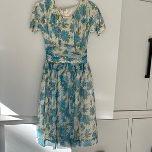 Floral Blue and White Mini Dress